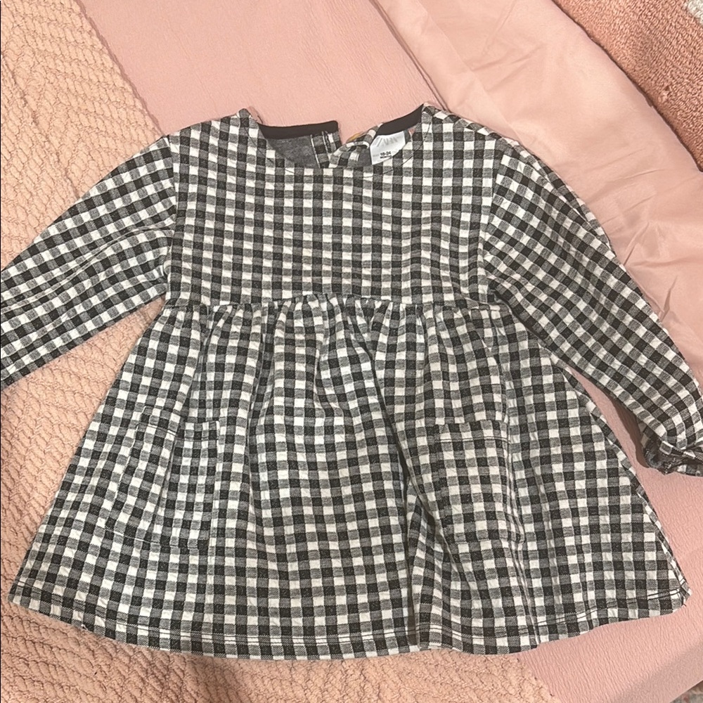 Classic Black and White Checkered Kids Dress